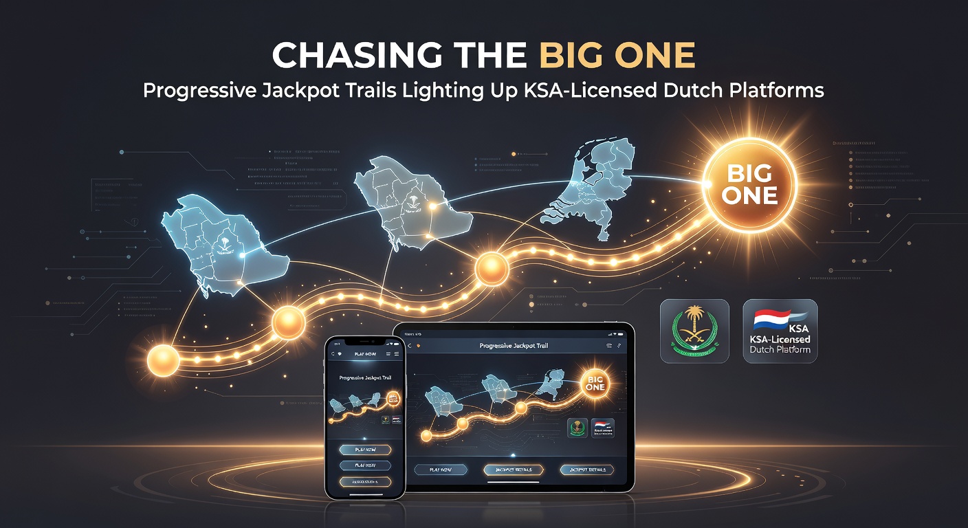 Close-up van een speler die een progressieve jackpot raakt op een KSA-gelicenseerd platform, met confetti en een exploderende meter