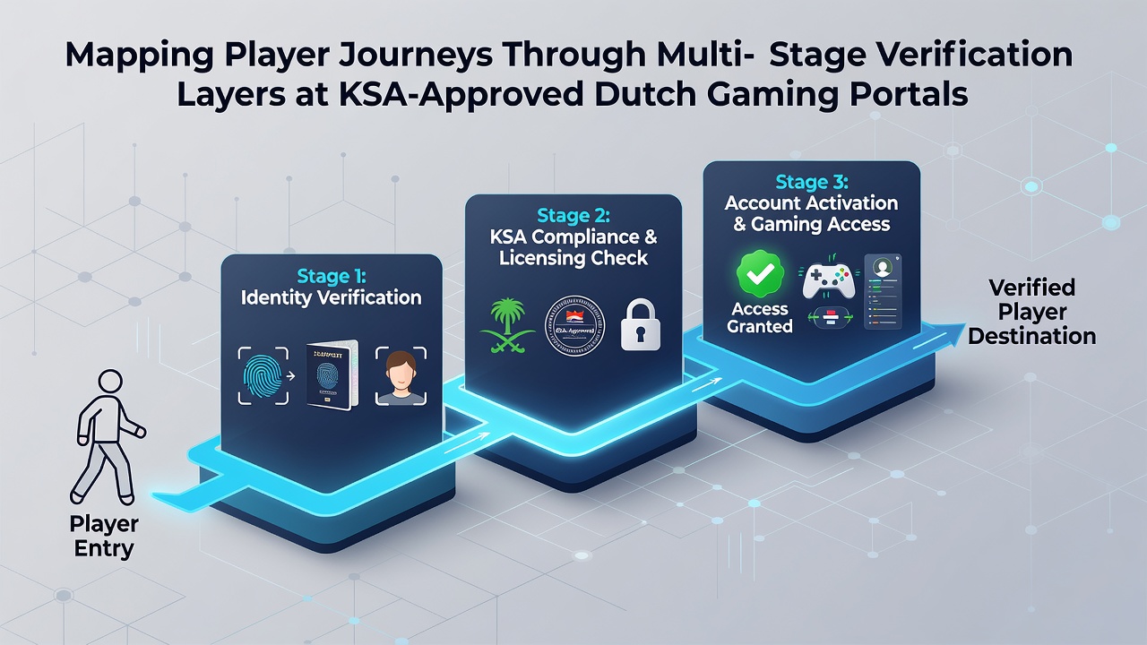 Stroomdiagram van multi-stage verificatie voor spelers bij KSA-portalen