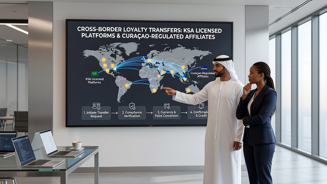 Diagram van technische en juridische stappen bij loyaliteitsoverdrachten tussen KSA en Curaçao
