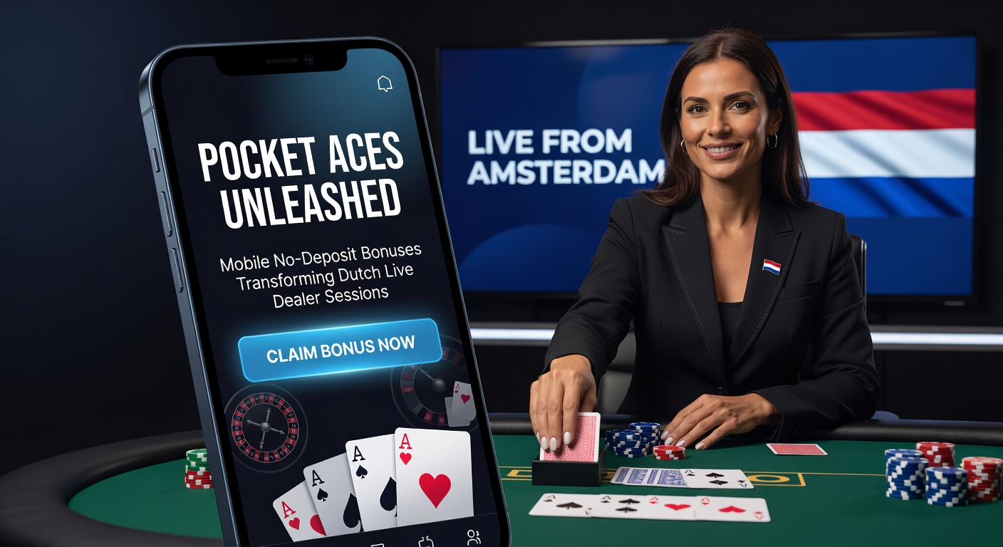 Mobiele telefoon met live dealer blackjack sessie en no-deposit bonus overlay op een Nederlands casino platform