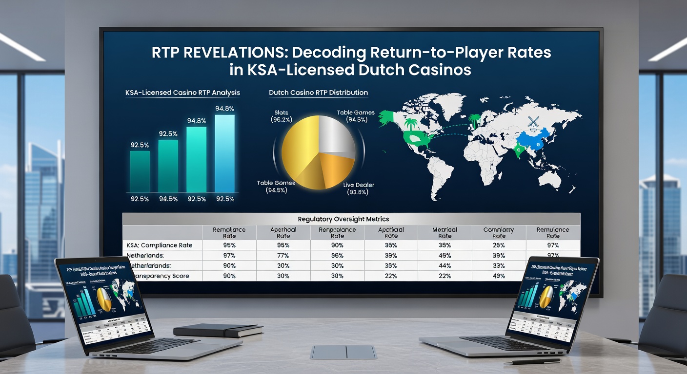 Vergelijkende staafdiagram van RTP-percentages tussen Nederlandse KSA-casinos en internationale concurrenten, met focus op april 2026 updates