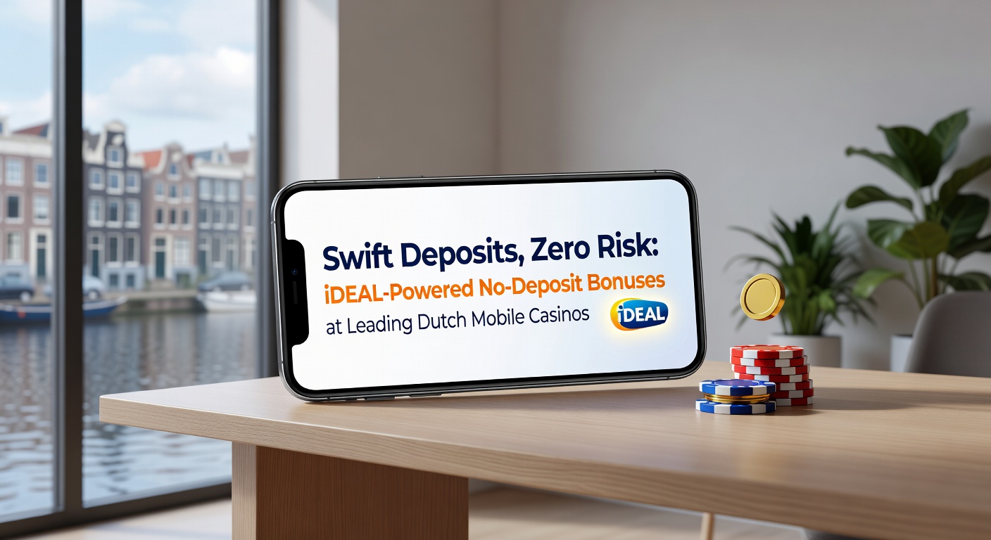 Mobiel scherm met succesvolle iDEAL-transactie en no-deposit bonuswinst in een Nederlands casino-app, met KSA-logo zichtbaar